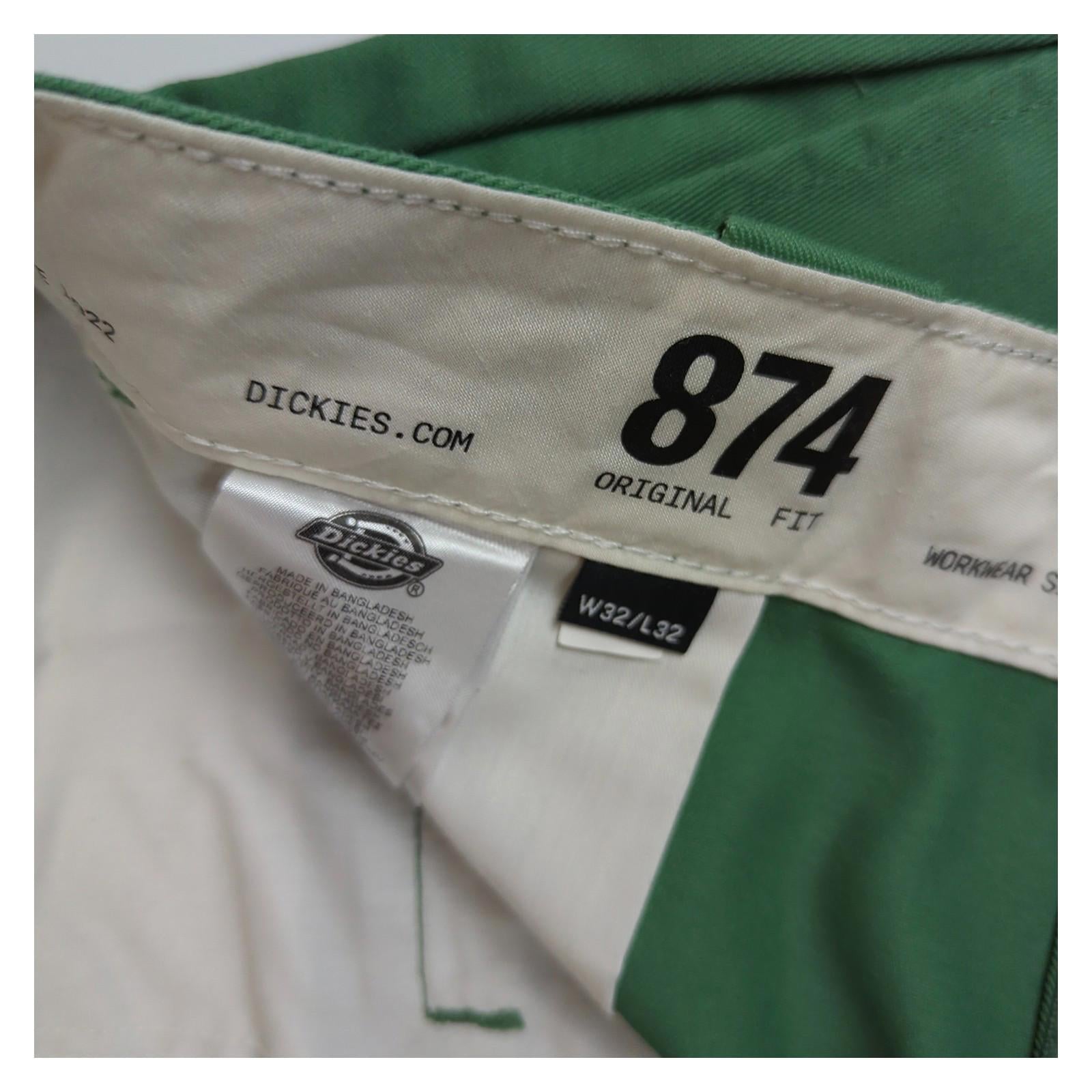 Dickies Dickies 874 Green Original Fit Work Trousers W32 L32 – Durable Polyester - Cotton Sweater & Hoodie RewearableUK