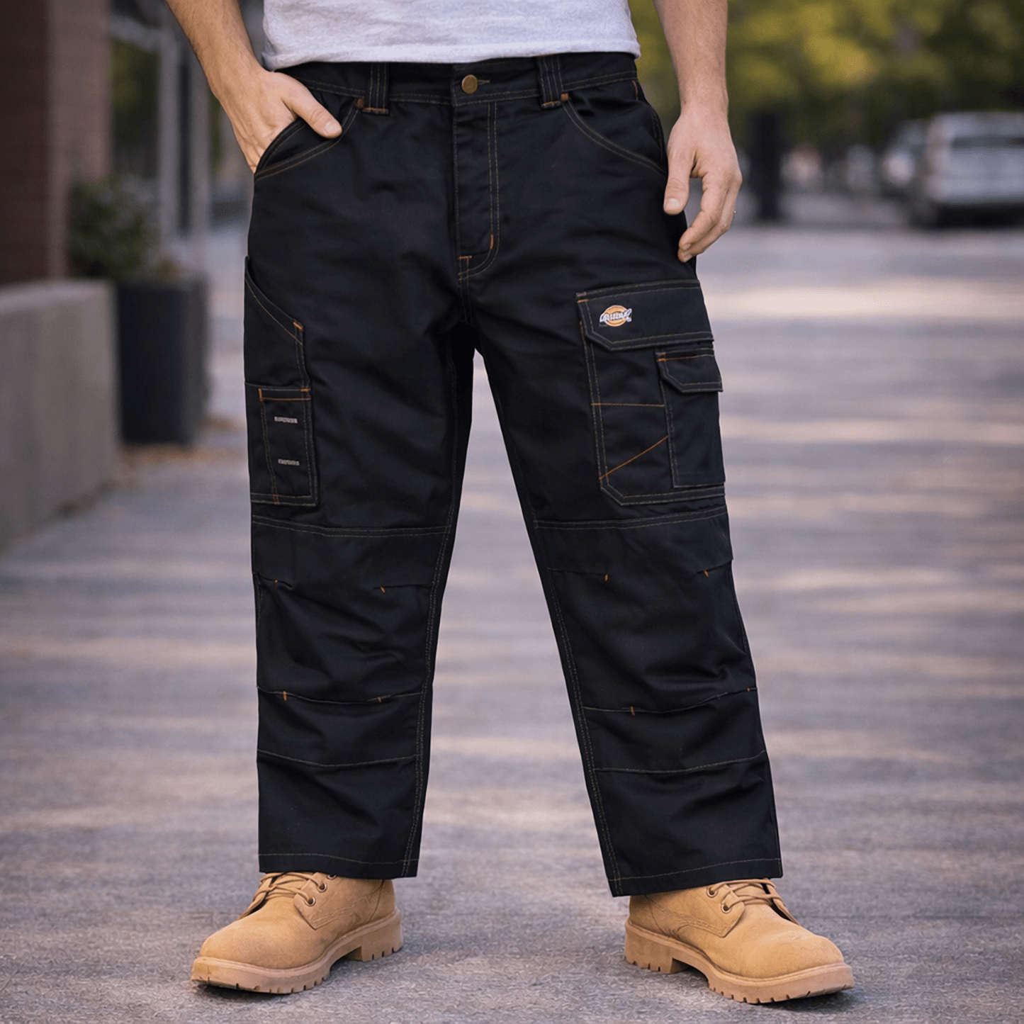 Dickies Contrast Stitch Cargo Trousers Black - Men's 38 S by Dickies – workear | RewearableUK