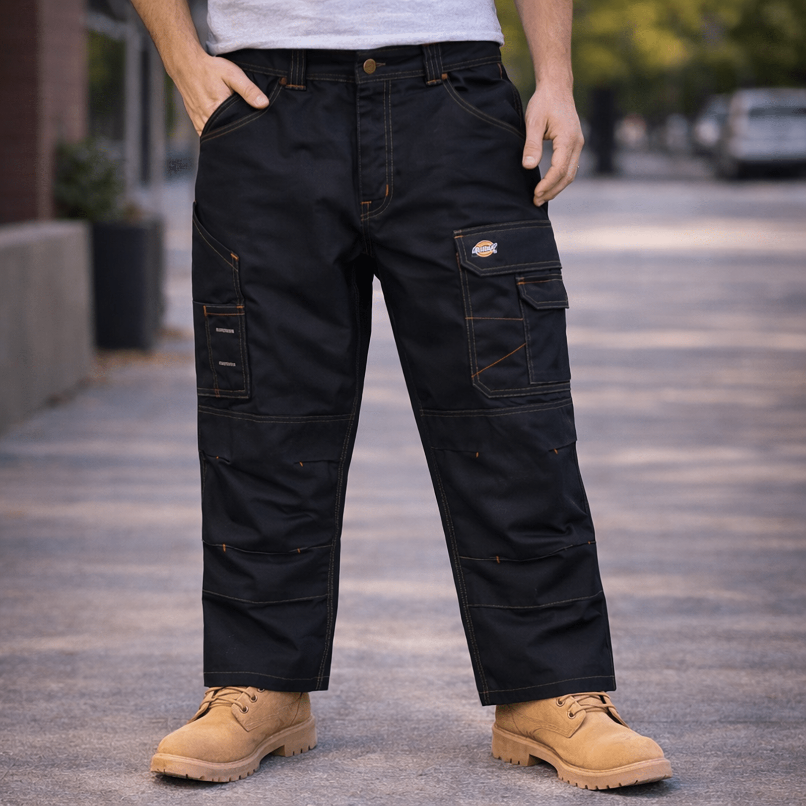 Dickies Contrast Stitch Cargo Trousers Black - Men's 38 S by Dickies – workear | RewearableUK