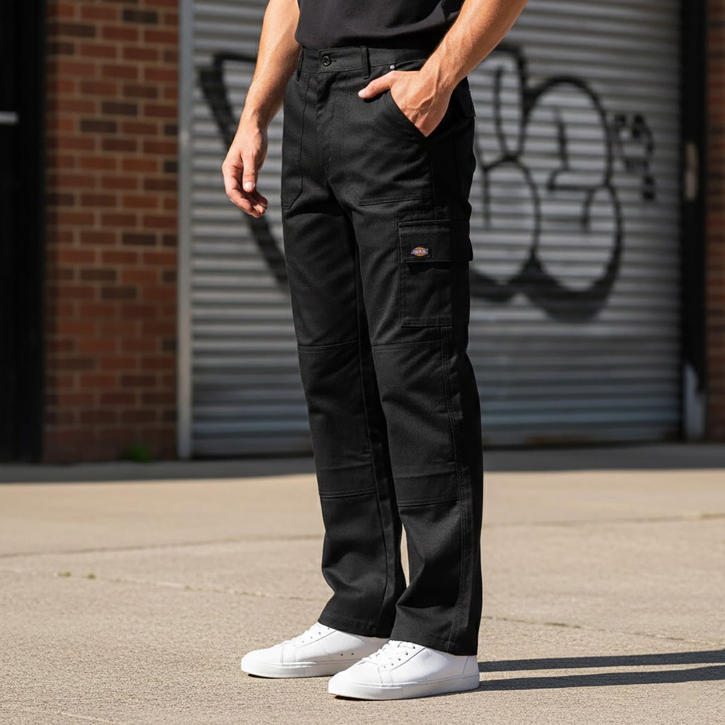 Dickies Eisenhower Work Trousers Black Zip Cargo | Men's W32 Short by Dickies – | RewearableUK