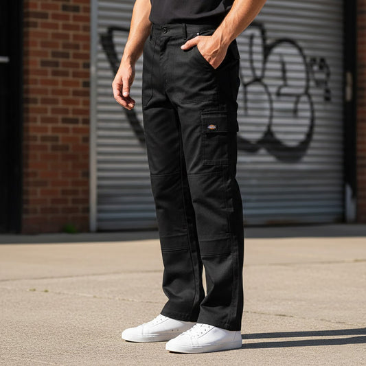 Dickies Eisenhower Work Trousers Black Zip Cargo | Men's W32 Short by Dickies – | RewearableUK