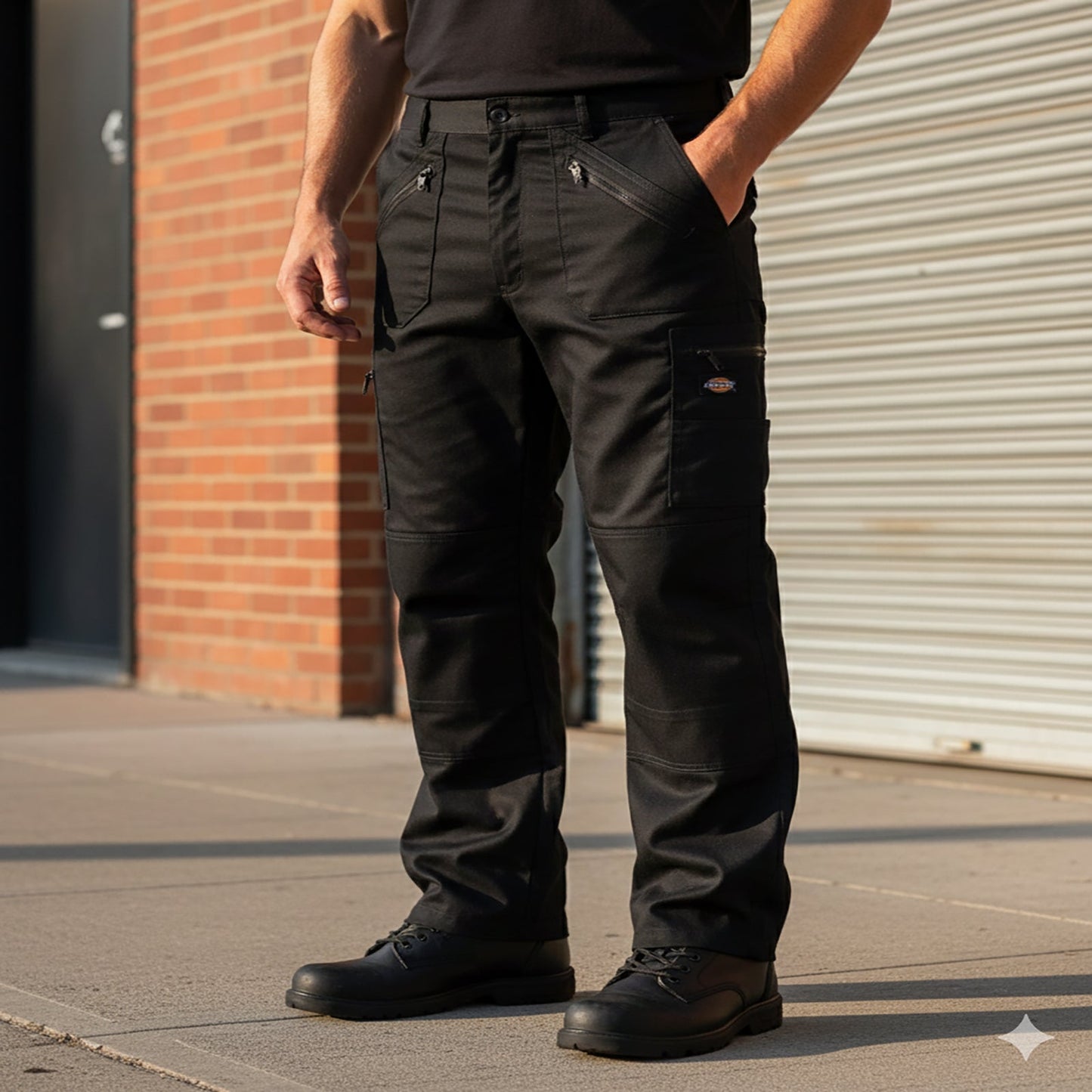 Dickies Eisenhower Work Trousers Black Zip Cargo | Men's W44 R by Dickies – WORKWEAR | RewearableUK