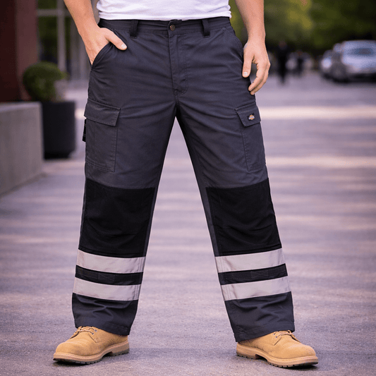 Dickies Hi - Vis Reflective Work Trousers | Charcoal | 38 S by Dickies – workear | RewearableUK