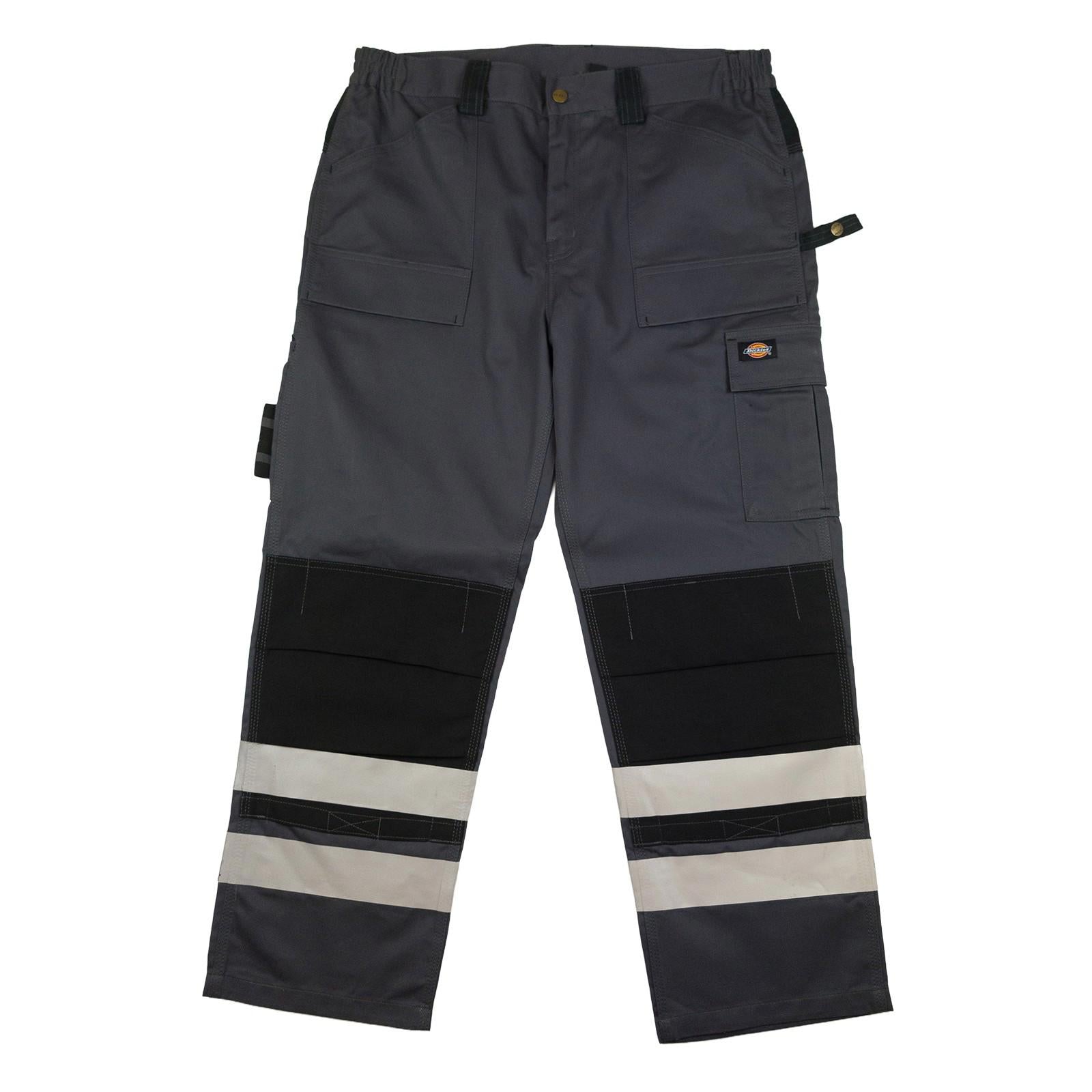 Dickies Hi - Vis Reflective Work Trousers Charcoal Grey 38S Excellent by Dickies – | RewearableUK