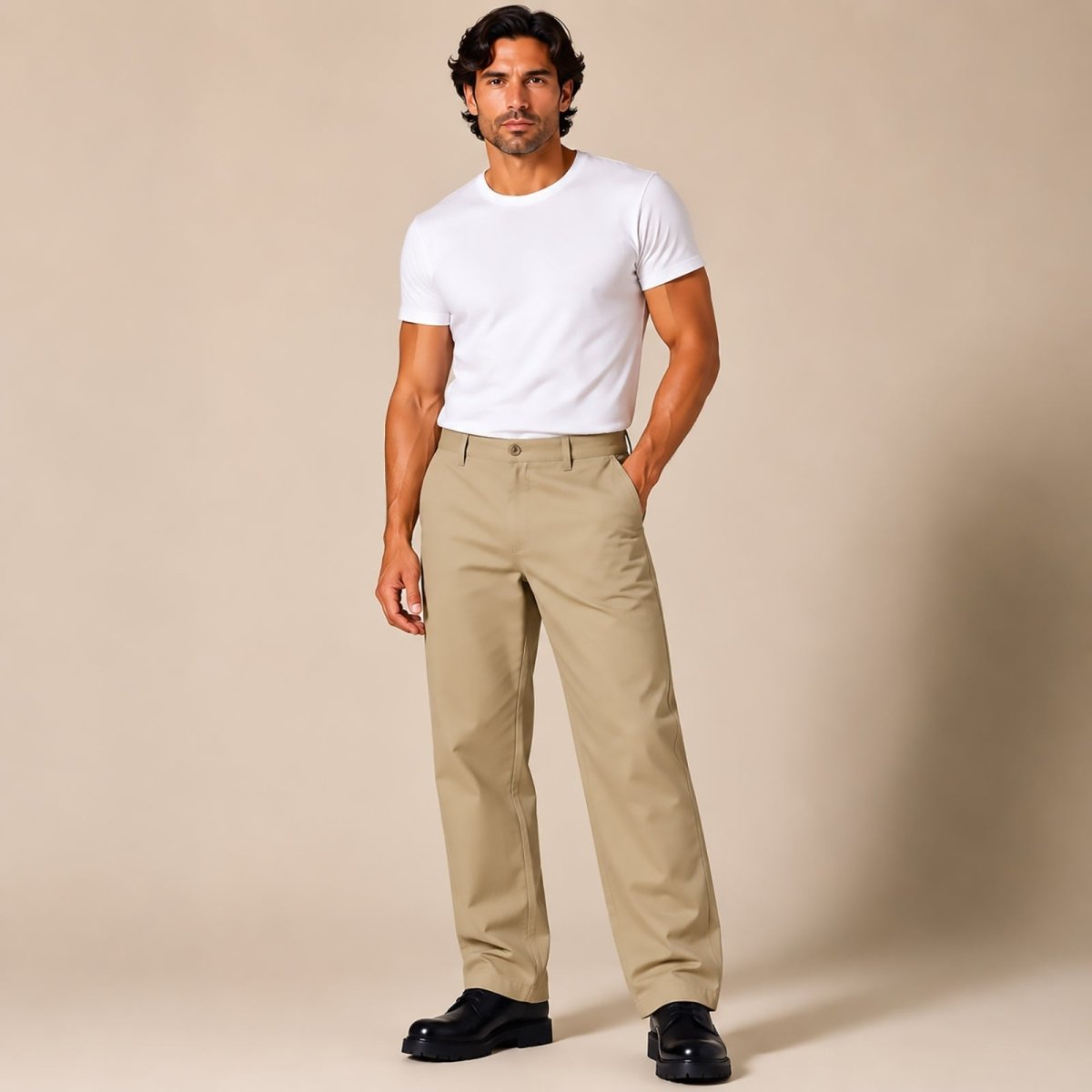Dickies Phoenix Cropped Work Trousers W29 Khaki Beige styled for a practical workwear look