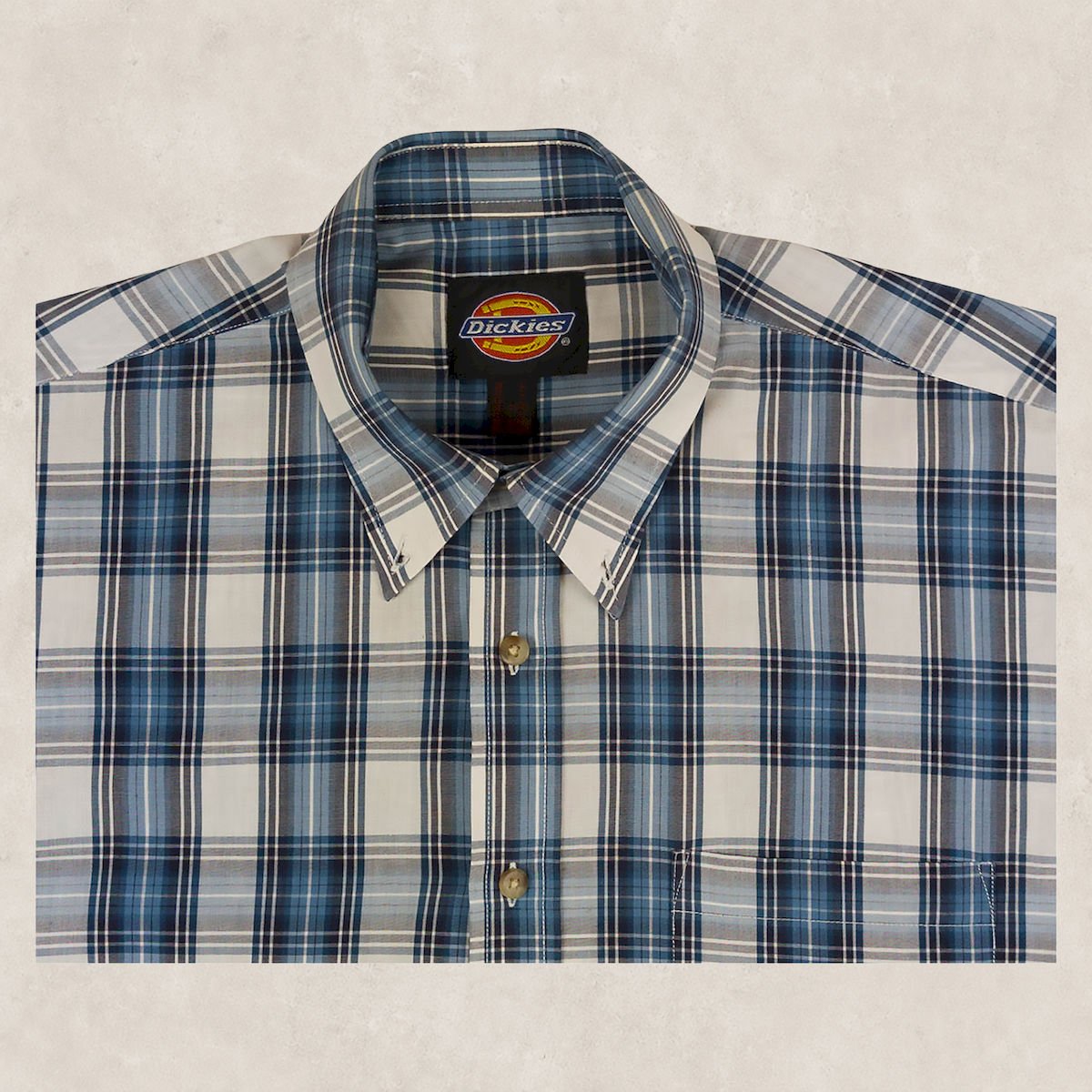 Dickies Plaid Short Sleeve Casual Shirt Blue Check | Men's Large by Dickies – shirt | RewearableUK