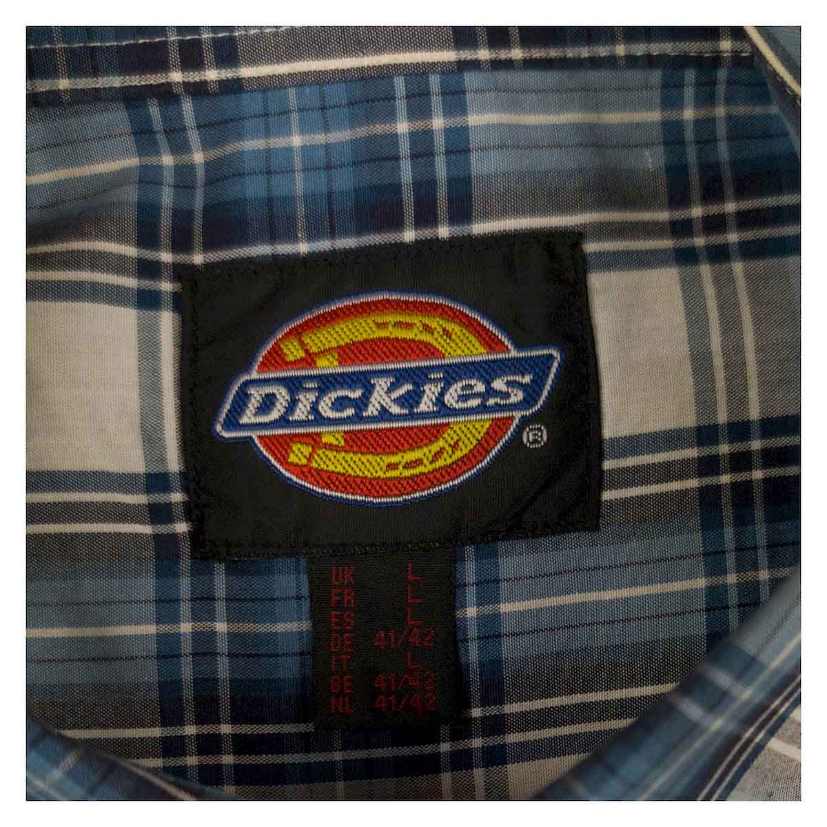 Dickies Plaid Short Sleeve Casual Shirt Blue Check | Men's Large by Dickies – shirt | RewearableUK