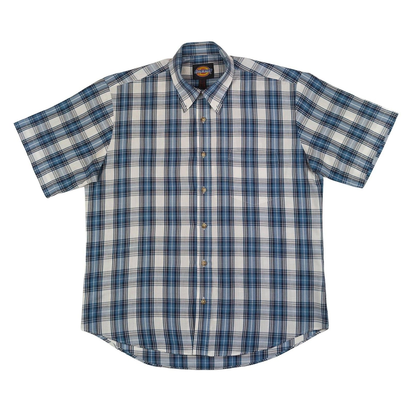 Dickies Dickies Plaid Short Sleeve Casual Shirt Men Large – Blue Check Button Down Men' shirt RewearableUK
