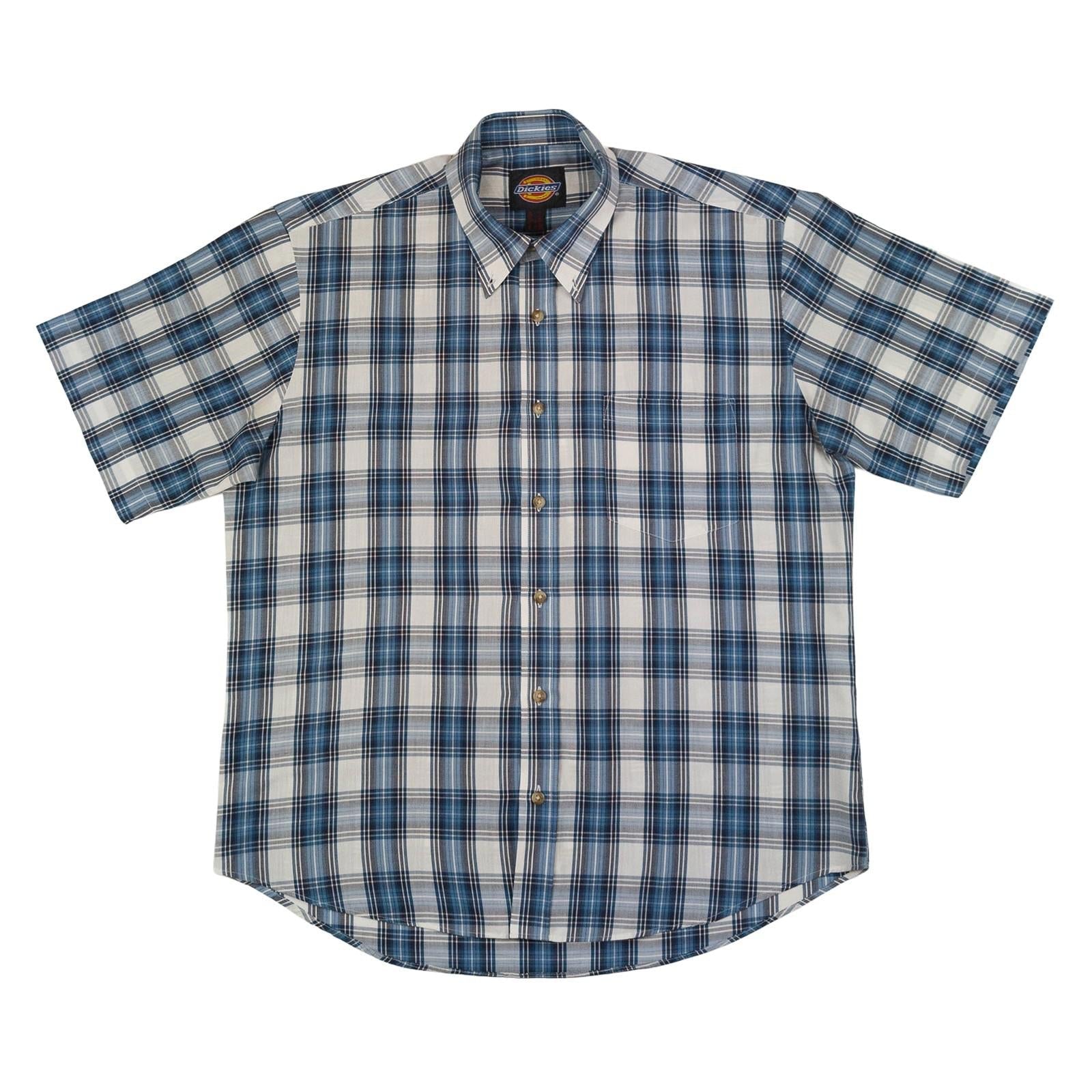 Dickies Dickies Plaid Short Sleeve Casual Shirt Men Large – Blue Check Button Down Men' shirt RewearableUK