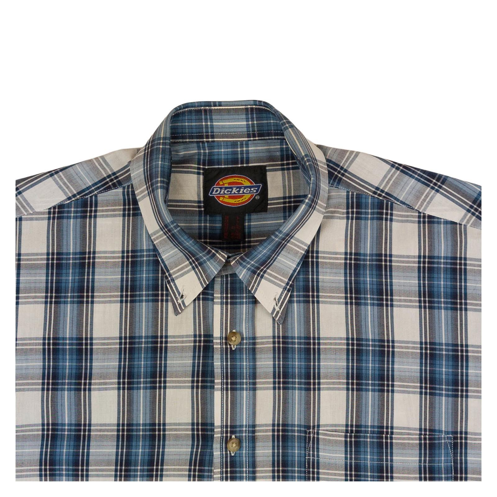 Dickies Dickies Plaid Short Sleeve Casual Shirt Men Large – Blue Check Button Down Men' shirt RewearableUK
