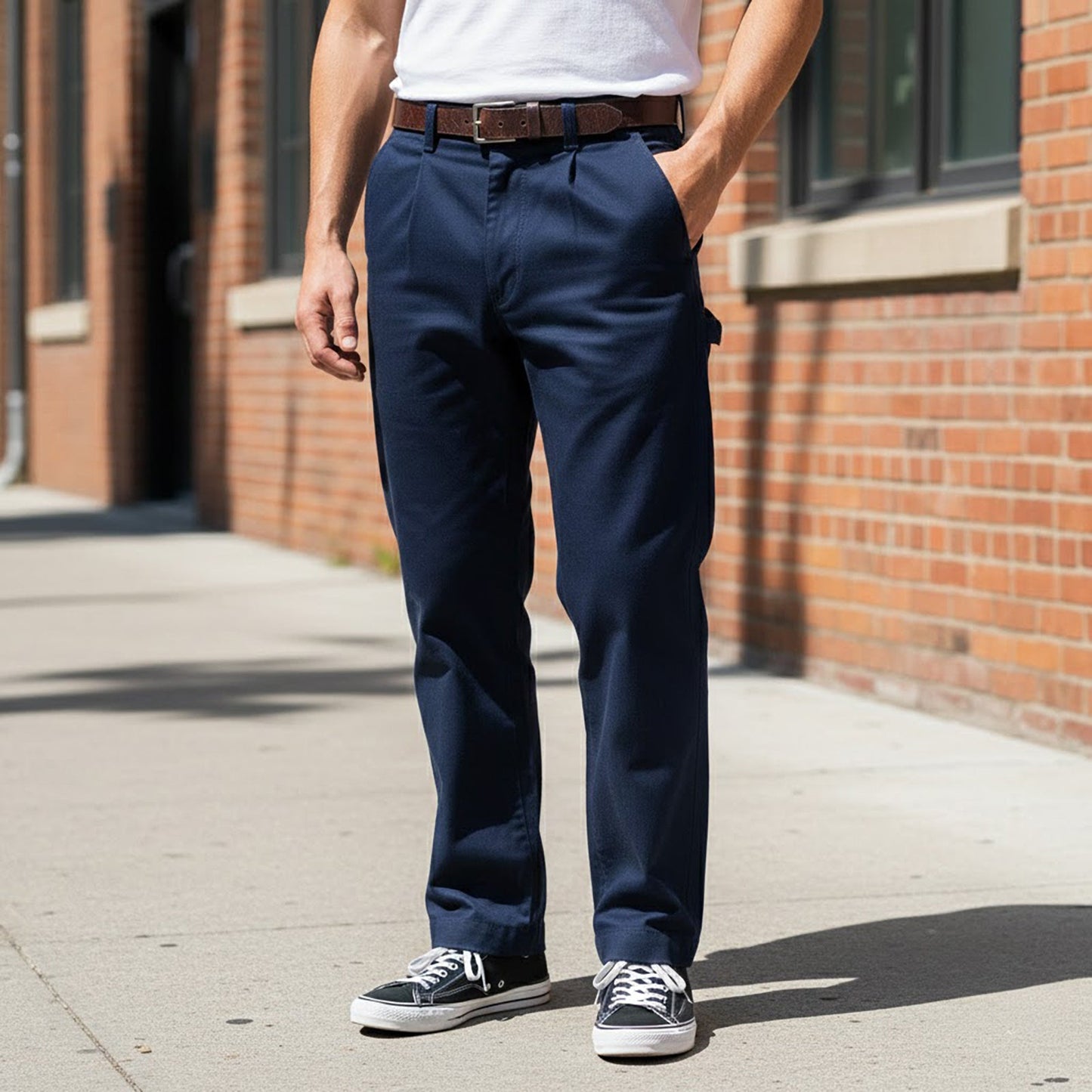 Dickies Pleated Front Work Pants Chinos Navy | Men's 40 R by Dickies – workear | RewearableUK