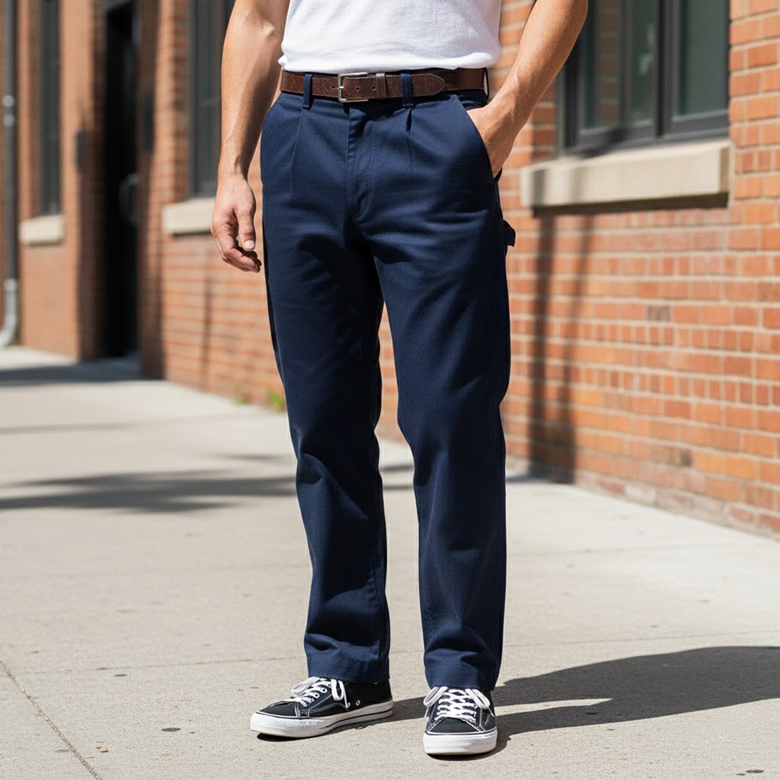 Dickies Pleated Front Work Pants Chinos Navy | Men's 40 R by Dickies – workear | RewearableUK