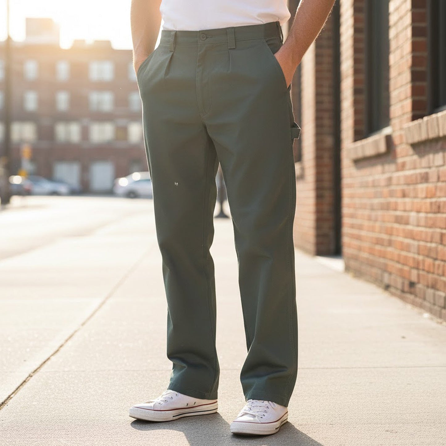 Dickies Pleated Work Trousers Olive Green | Men's W40 Regular by Dickies – WORKWEAR | RewearableUK