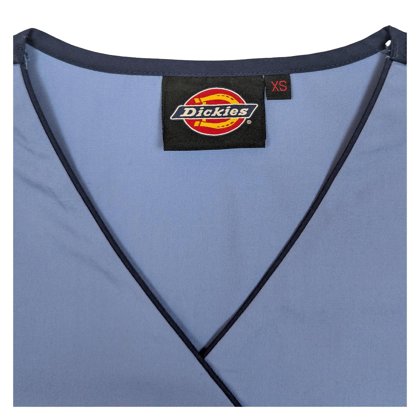 Dickies Scrub Top Women's XS Light Blue Mock Wrap Tunic Nurse Uniform Workwear by Dickies – | RewearableUK