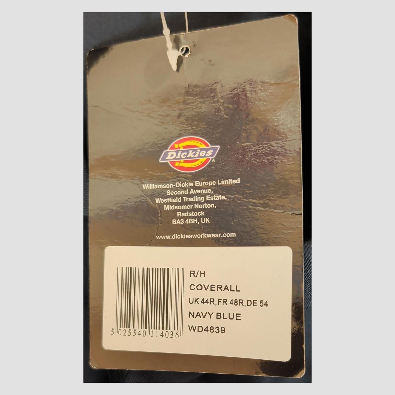 Dickies WD4839 Navy Blue Mens Coverall Boiler Suit Workwear Size 44 R BNWT by Dickies – | RewearableUK