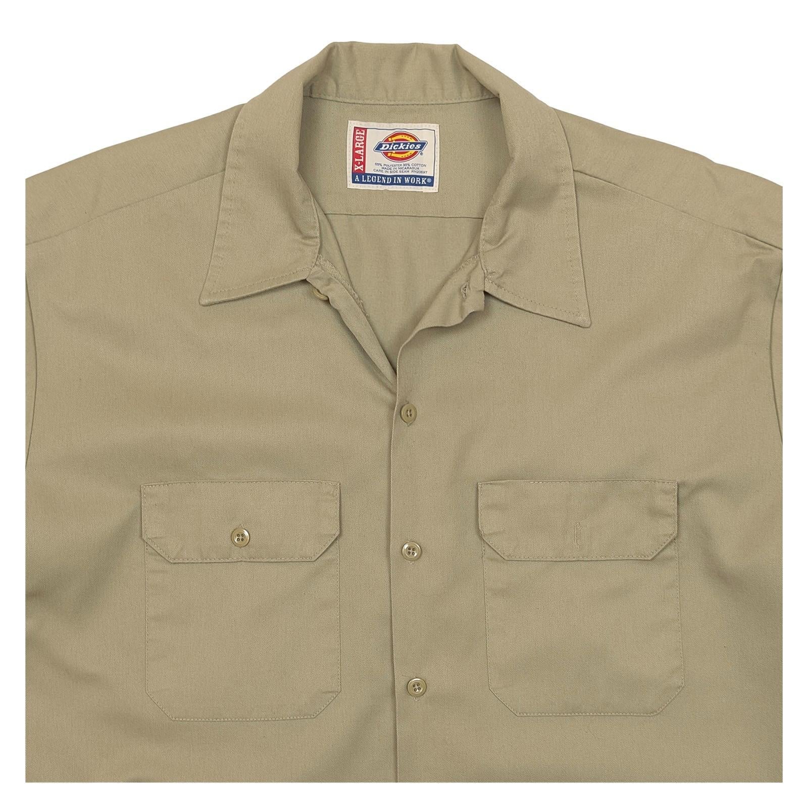 Dickies Work Shirt XL Khaki Beige Short Sleeve Button Up Mens Utility Pockets To by Dickies – | RewearableUK