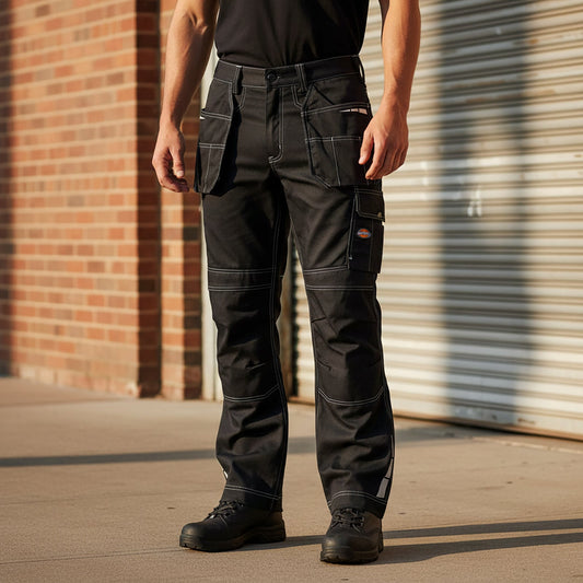 Dickies Work Trousers Black Knee Pads | Men's W34 Tall by Dickies – WORKWEAR | RewearableUK