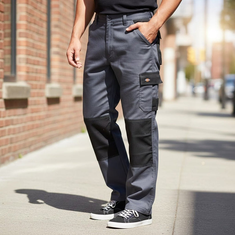 Dickies Work Trousers Grey Black Reinforced Pockets Mens W44 T by Dickies – workear | RewearableUK