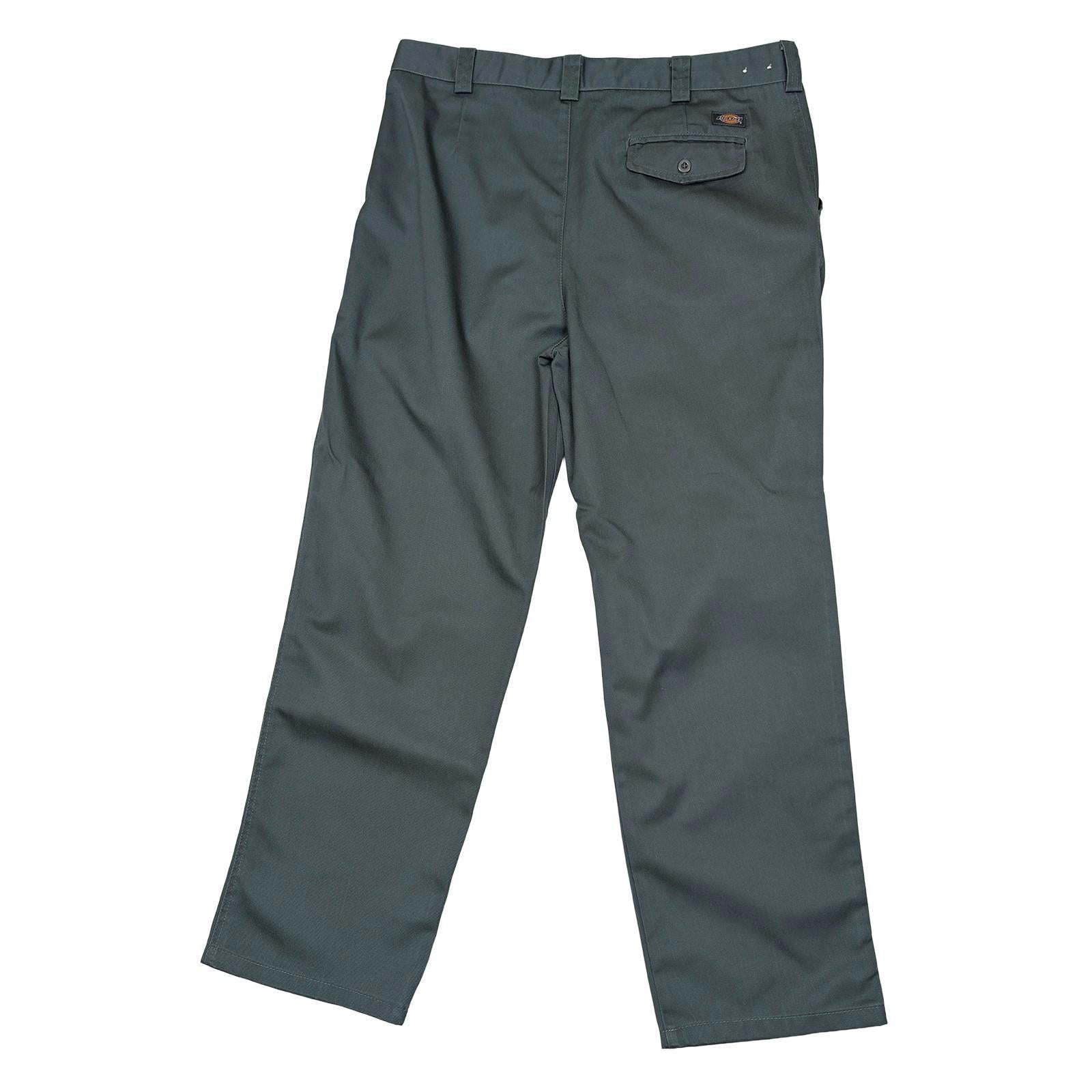 Dickies Work Trousers W40 Regular Olive Green Pleated Chino Pants Mens Uniform by Dickies – | RewearableUK