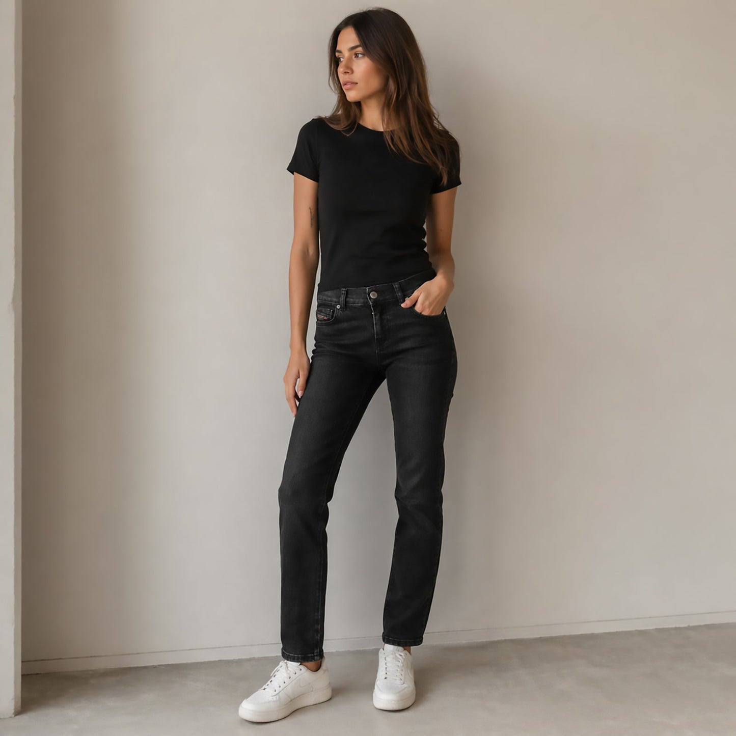 Diesel D - Sandy Black Straight Slim Jeans W24 L30 Womens Stretch by DIESEL – JEANS | RewearableUK