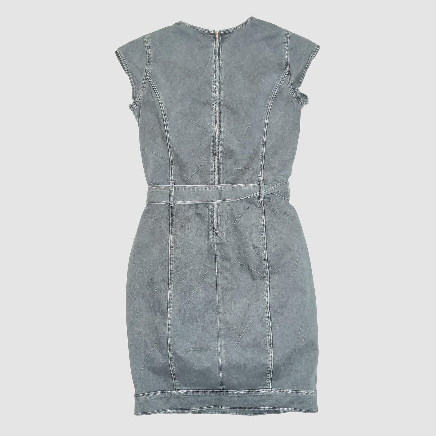 Diesel Grey Denim Mini Dress Sleeveless V - Neck Belted Women's Size M by DIESEL – | RewearableUK