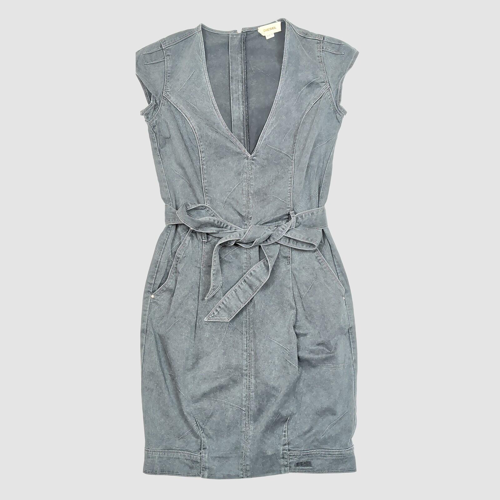 Diesel Grey Denim Mini Dress Sleeveless V - Neck Belted Women's Size M by DIESEL – | RewearableUK