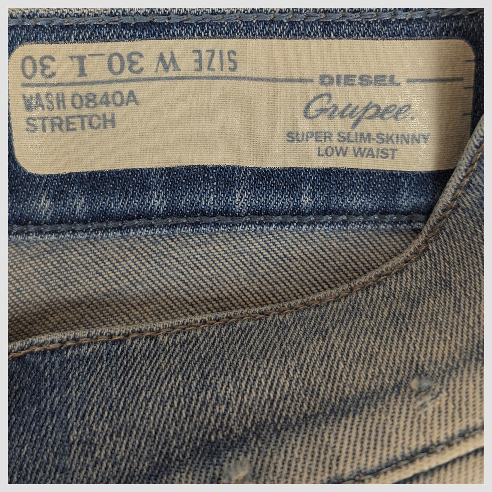 diesel grupee low waist super slim skinny womens blue denim jeans size w30 l30 by DIESEL – JEANS | RewearableUK