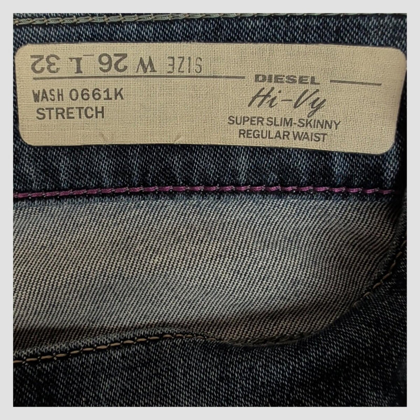 diesel hi - vy womens blue regular waist super slim skinny jeans size w26 l32 by DIESEL – JEANS | RewearableUK