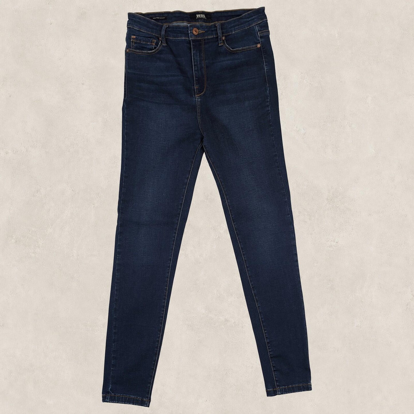 diesel high rise skinny jeans womens dark blue wash stretch denim size 12 r by DIESEL – | RewearableUK