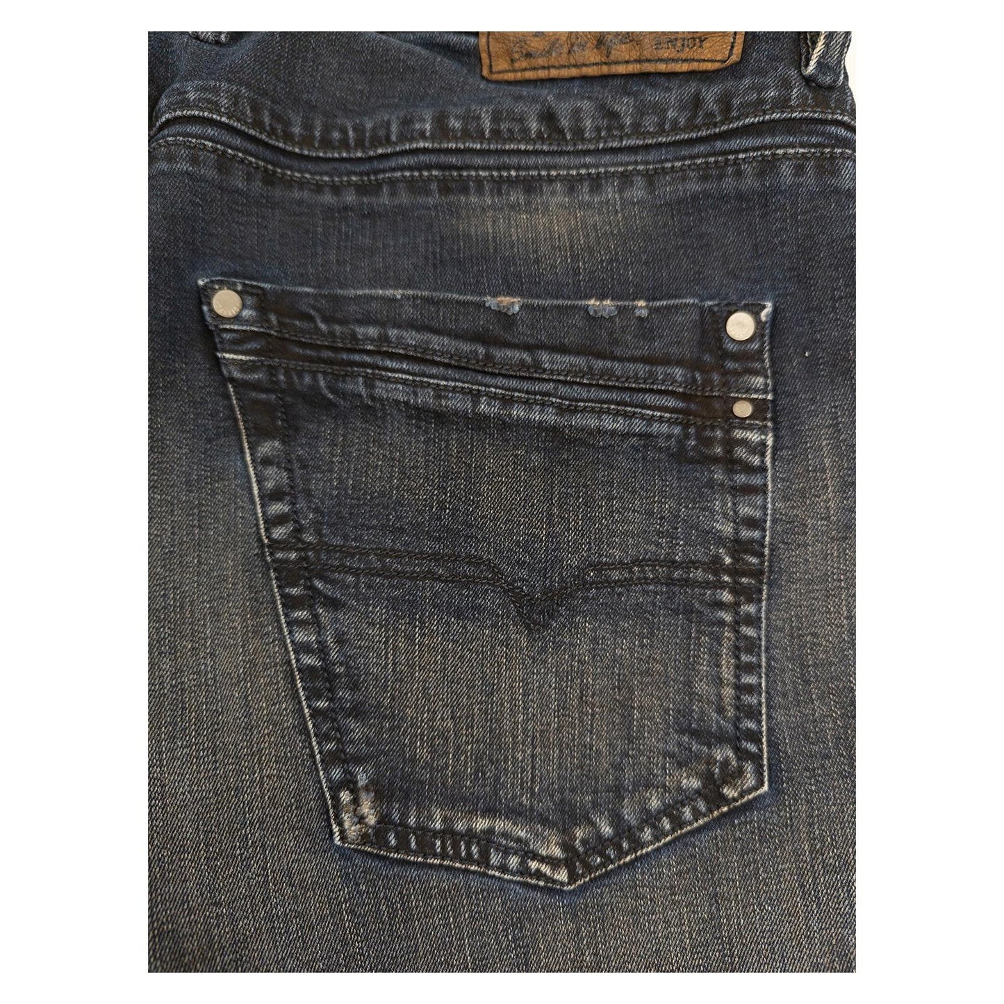 DIESEL Diesel Krayver Jeans W33 L30 Regular Slim Carrot Blue Stretch Denim Distressed JEANS RewearableUK