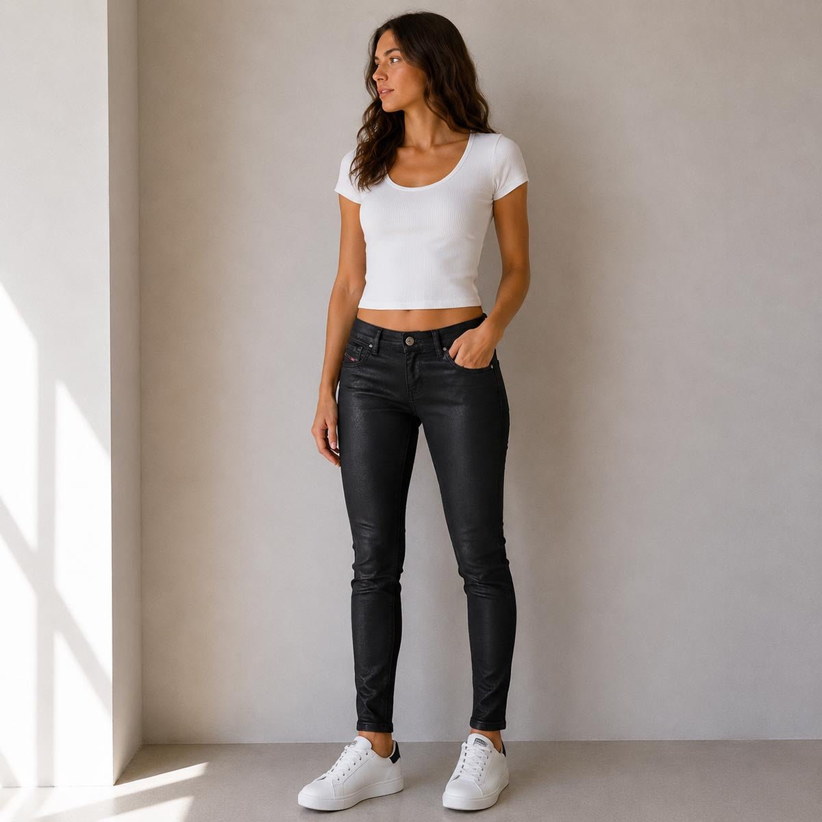Diesel Livier-Sp Coated Jeans W25 Black Super Slim Jegging by DIESEL – JEANS | RewearableUK