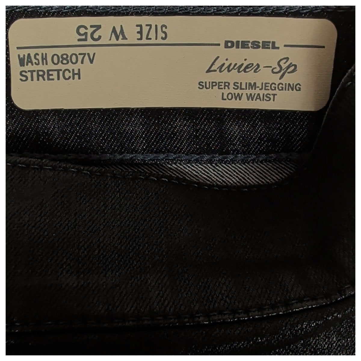 Diesel Livier-Sp Womens Black Coated Jeans W25 Super Slim Jegging Low Waist by DIESEL – | RewearableUK