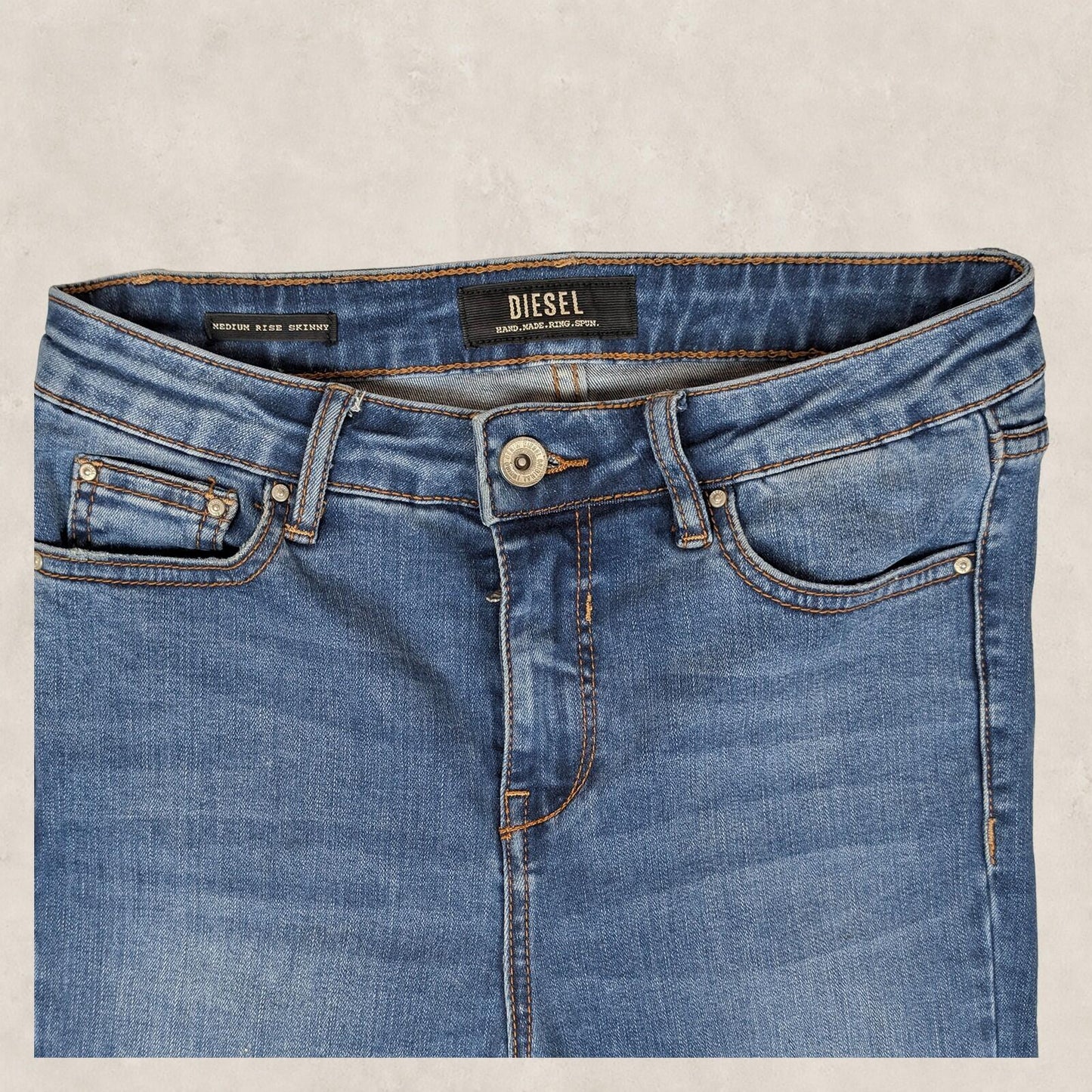 diesel medium rise skinny womens denim jeans blue wash size w 28 l 30 pants by DIESEL – | RewearableUK