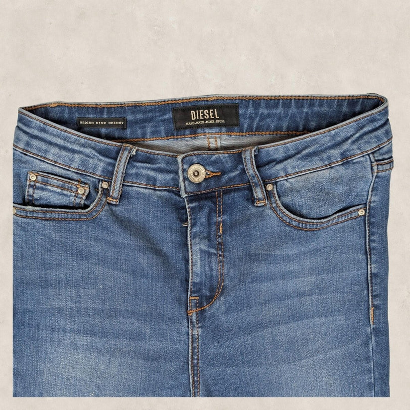 diesel medium rise skinny womens denim jeans blue wash size w 28 l 30 pants by DIESEL – | RewearableUK