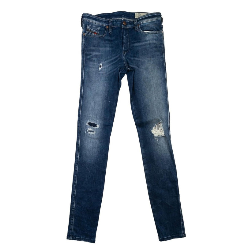 Diesel Skinzee Jeans W30 L32 Women Blue Ripped Super Skinny Regular Waist Italy by DIESEL – | RewearableUK