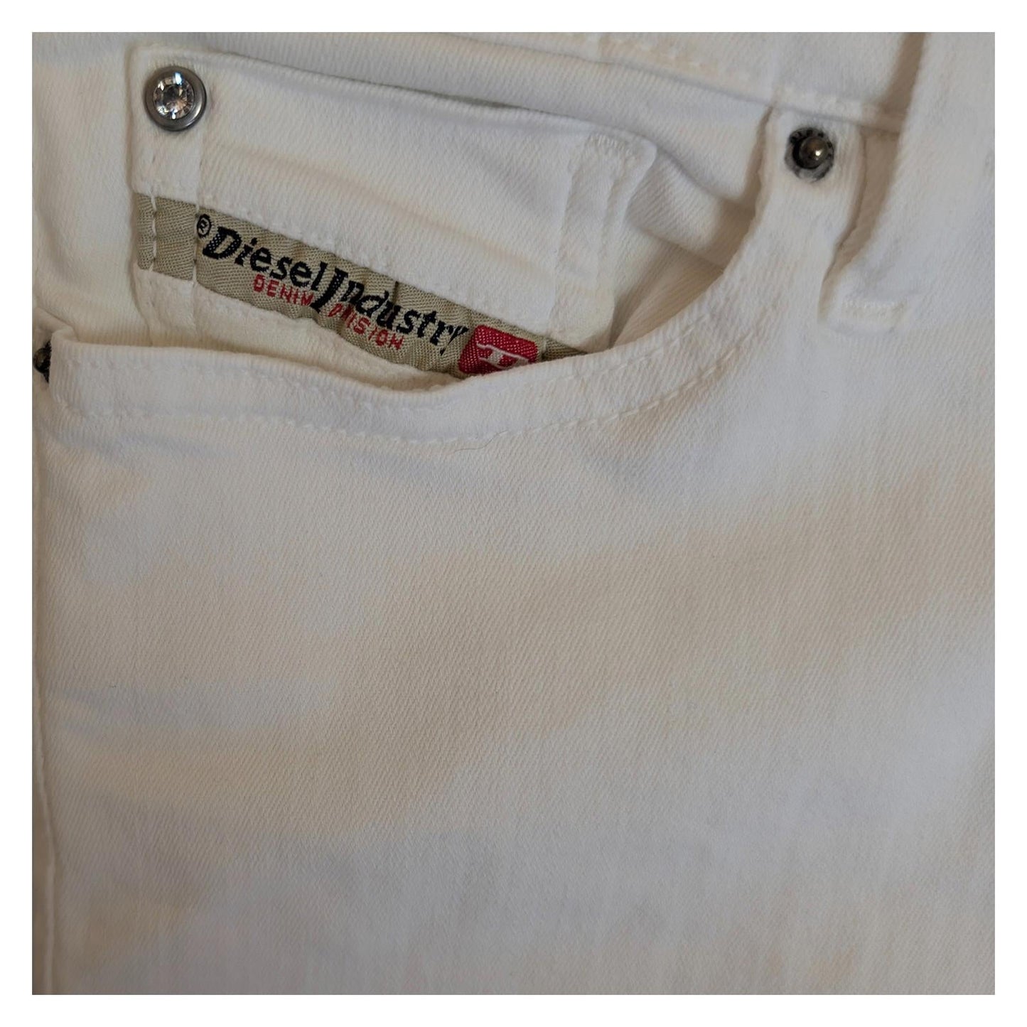 Diesel Skinzee - Low White Skinny Jeans Women's W24 Super Slim Stretch Low Waist by DIESEL – | RewearableUK