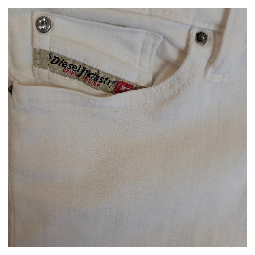 Diesel Skinzee - Low White Skinny Jeans Women's W24 Super Slim Stretch Low Waist by DIESEL – | RewearableUK