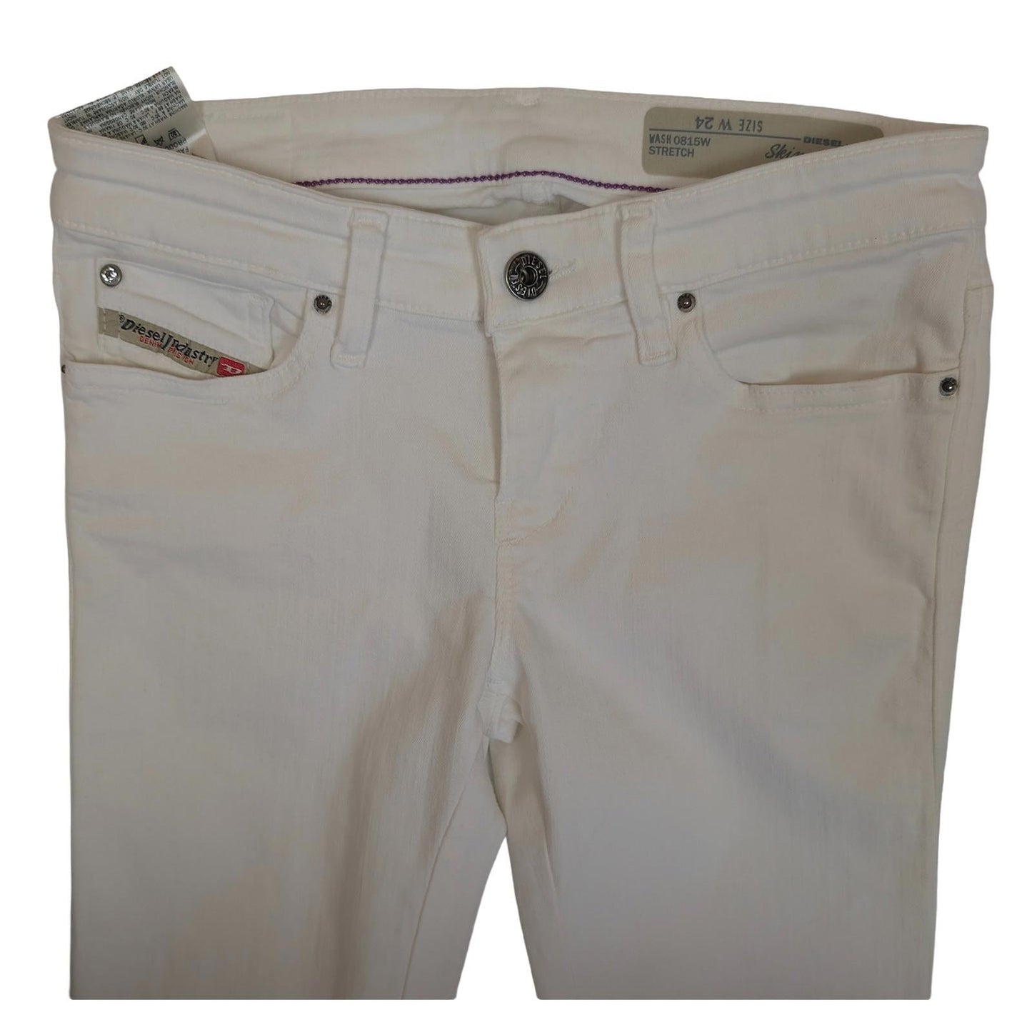 Diesel Skinzee - Low White Skinny Jeans Women's W24 Super Slim Stretch Low Waist by DIESEL – | RewearableUK