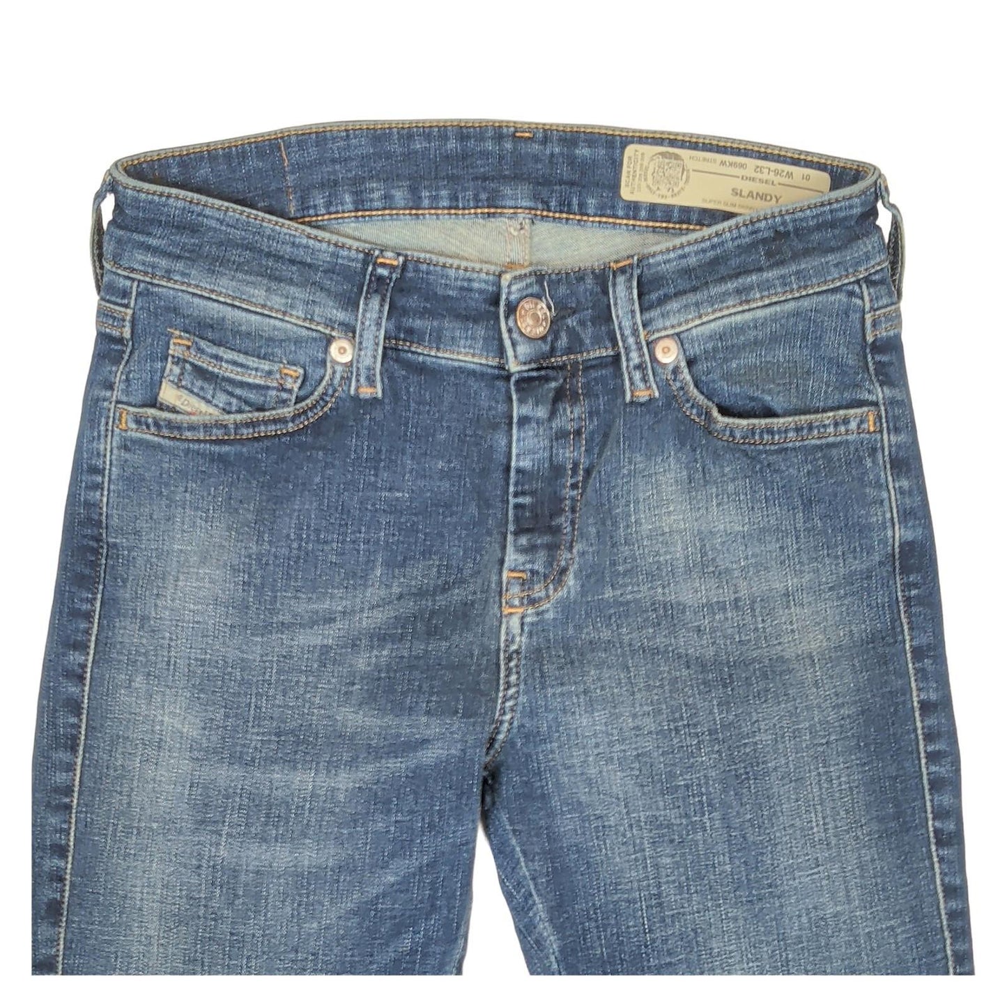 Diesel Slandy Womens Super Slim Skinny Jeans W26 L32 Mid Blue Stretch Denim Pant by DIESEL – | RewearableUK