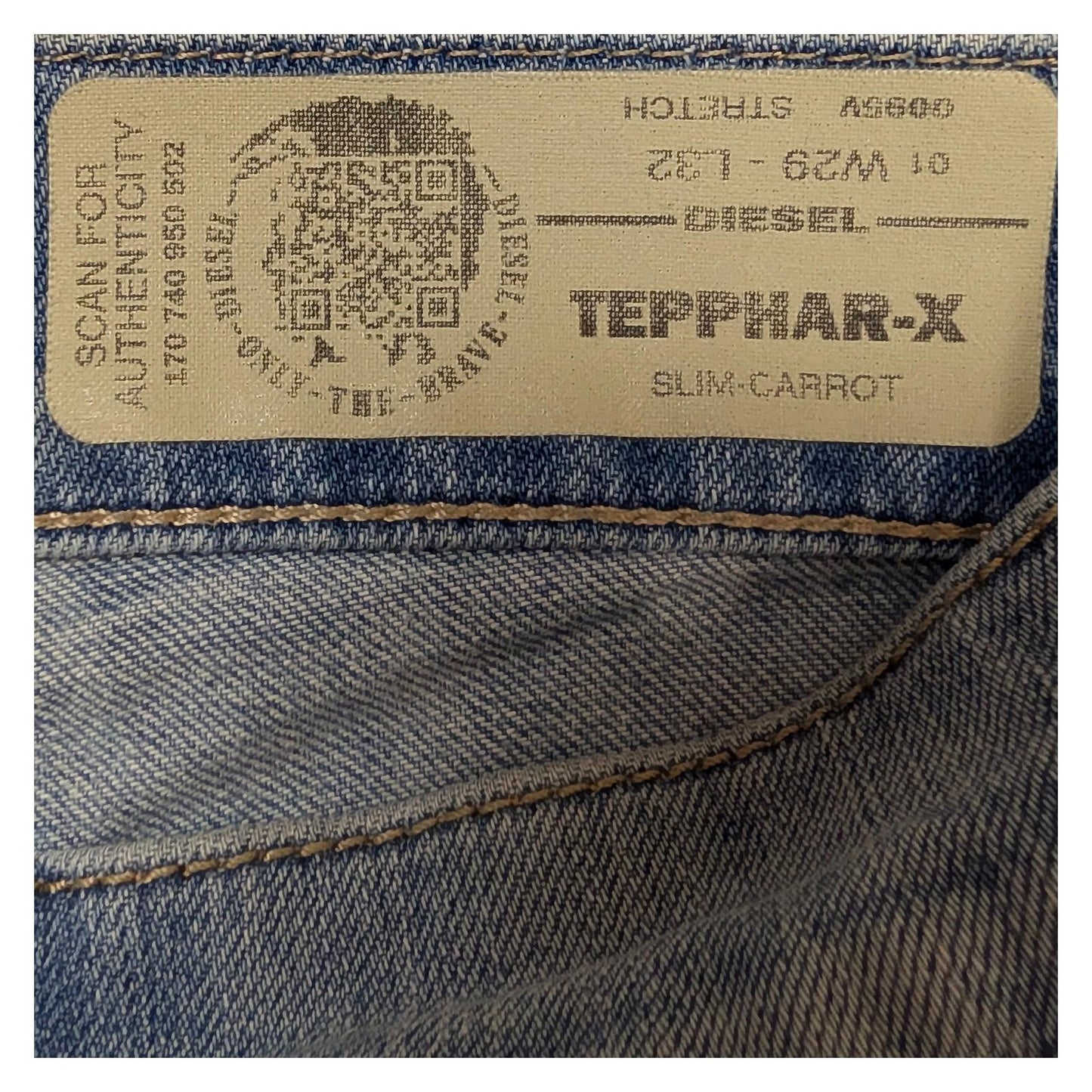 diesel tepphar - x mens jeans size w 29 l 32 light blue slim carrot stretch by DIESEL – JEANS | RewearableUK