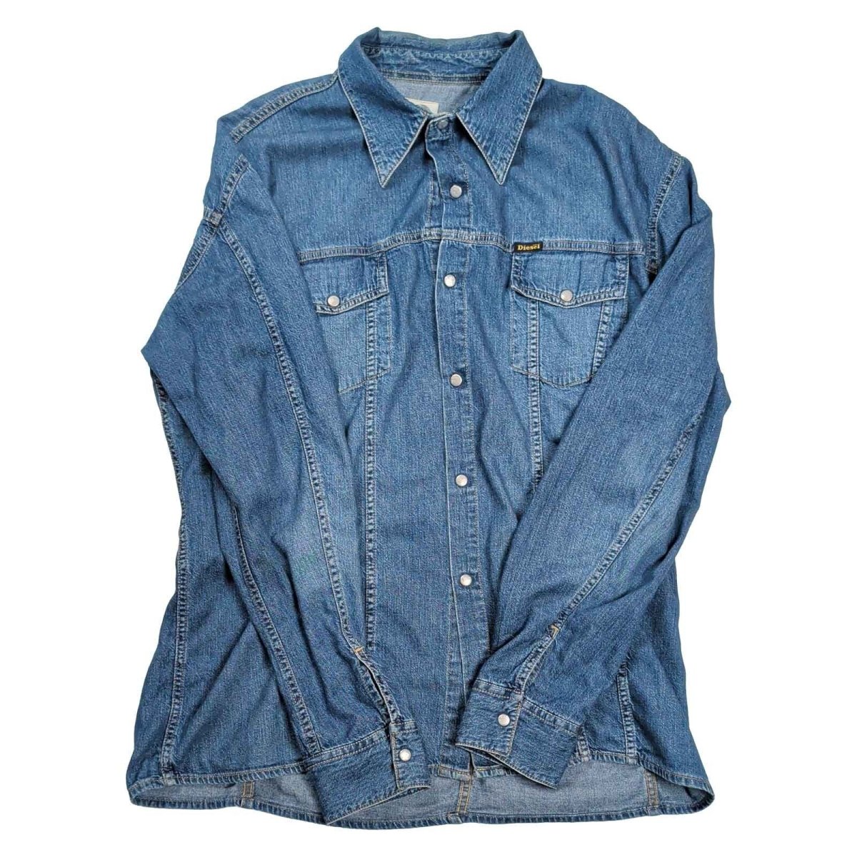 Diesel Womens Denim Shirt Size L UK 14-16 Blue Cotton Snap Button Western – product photo 1 | RewearableUK
