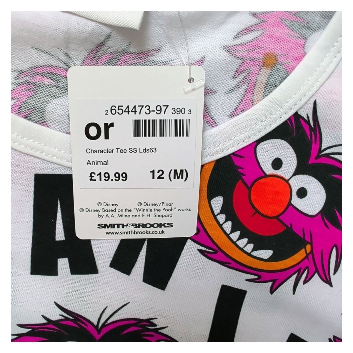 Disney Kids Animal Graphic T-Shirt Size 12 White Pink Red Polyester – product photo 4 | RewearableUK