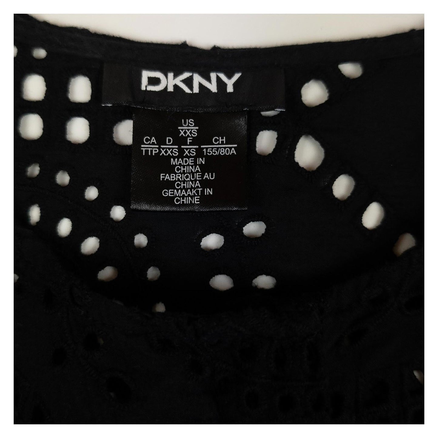 DKNY Blouse Top UK 4 US XXS Black 100% Cotton Broderie Anglaise Ruffle NWOT by DKNY – | RewearableUK