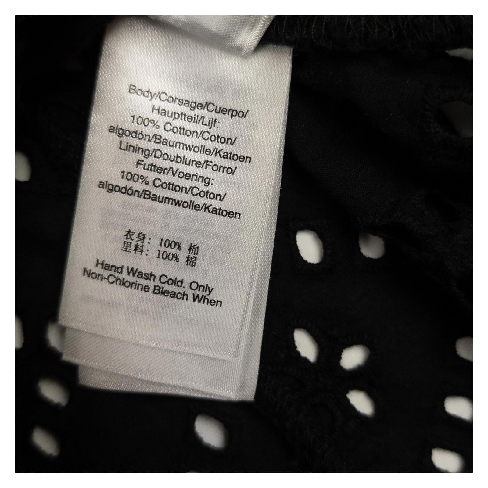 DKNY Blouse Top UK 4 US XXS Black 100% Cotton Broderie Anglaise Ruffle NWOT by DKNY – | RewearableUK