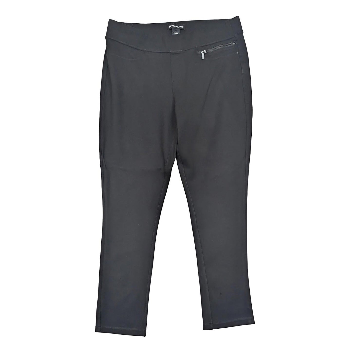 DKNY Jeans Black Ponte Trousers Women's Size L Large Stretch Pull On Zip Detail by DKNY – | RewearableUK