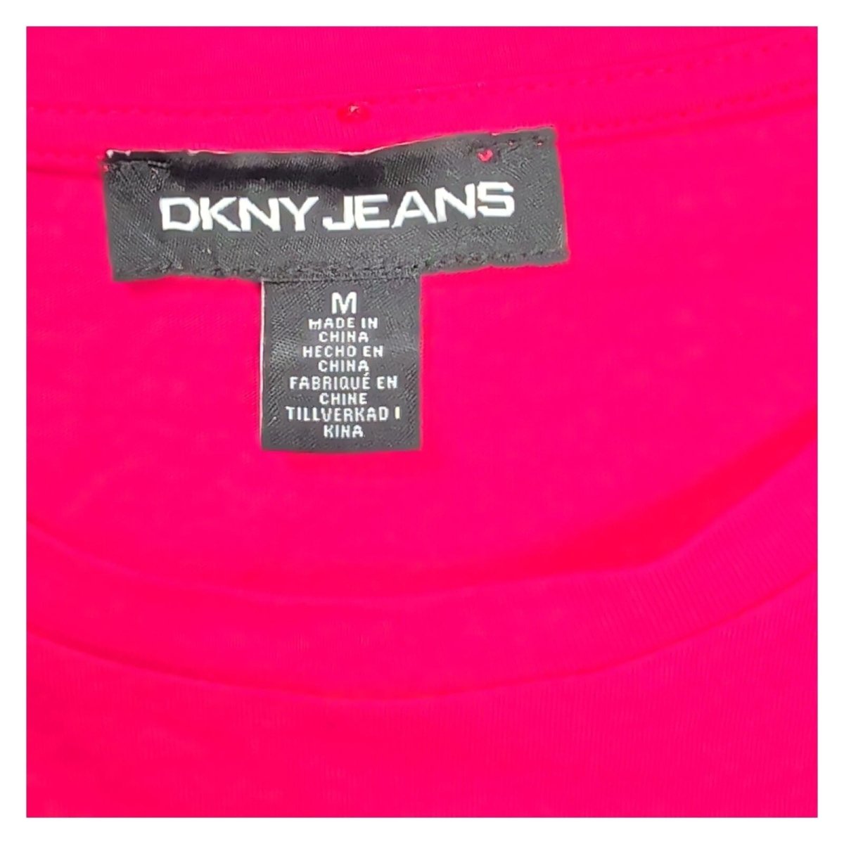 DKNY Jeans Hot Pink Reversible Sequin Logo T-Shirt – M – Top product photo 3 | RewearableUK