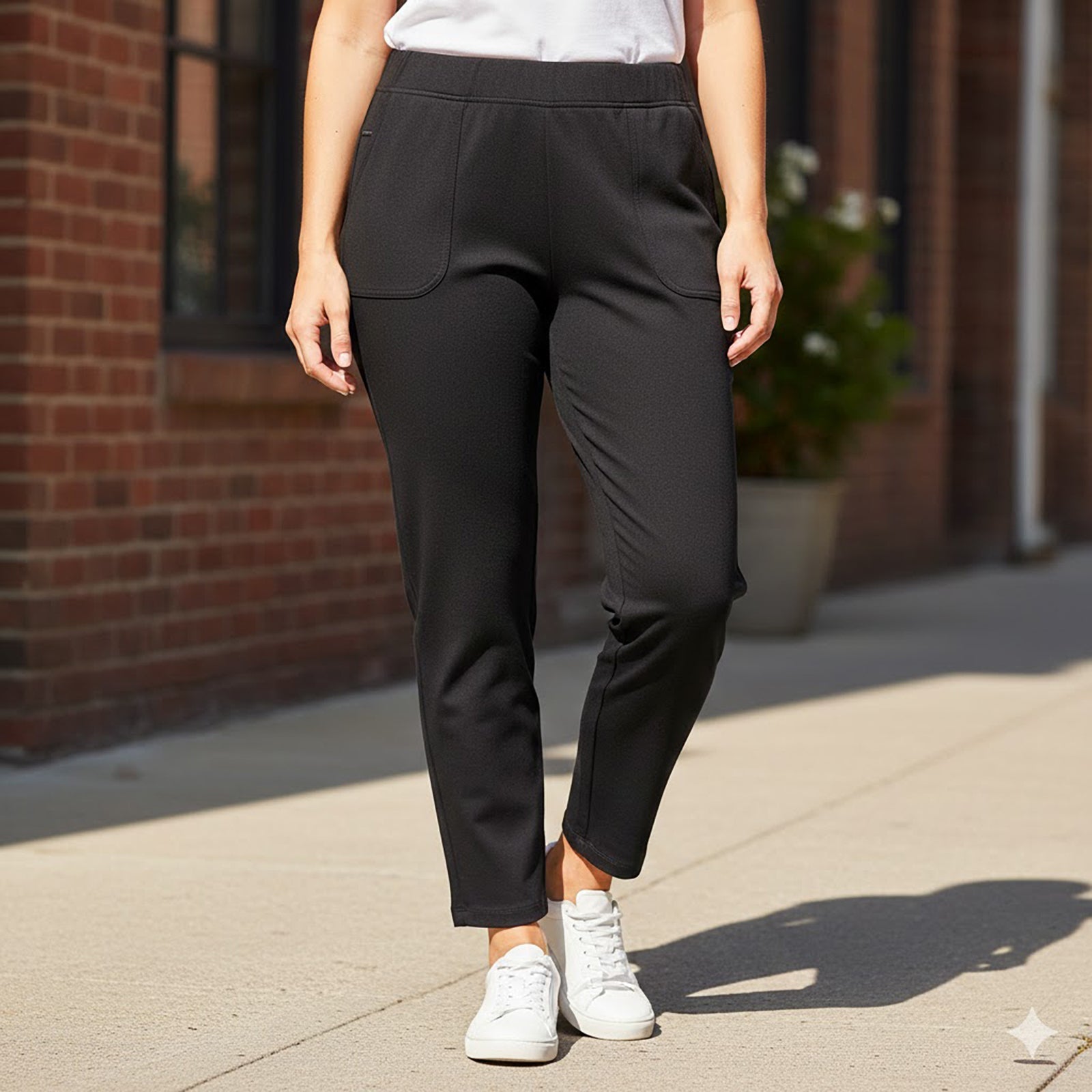 DKNY Jeans Ponte Trousers Black | Women's Size L (UK 14 - 16) by DKNY – | RewearableUK