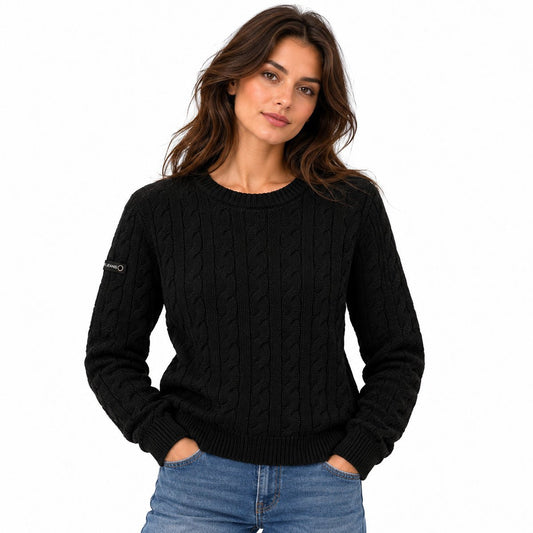 DKNY Jeans Women's Jumper S Black Cable Knit Cotton Tailored – Jumper product photo 1 | RewearableUK