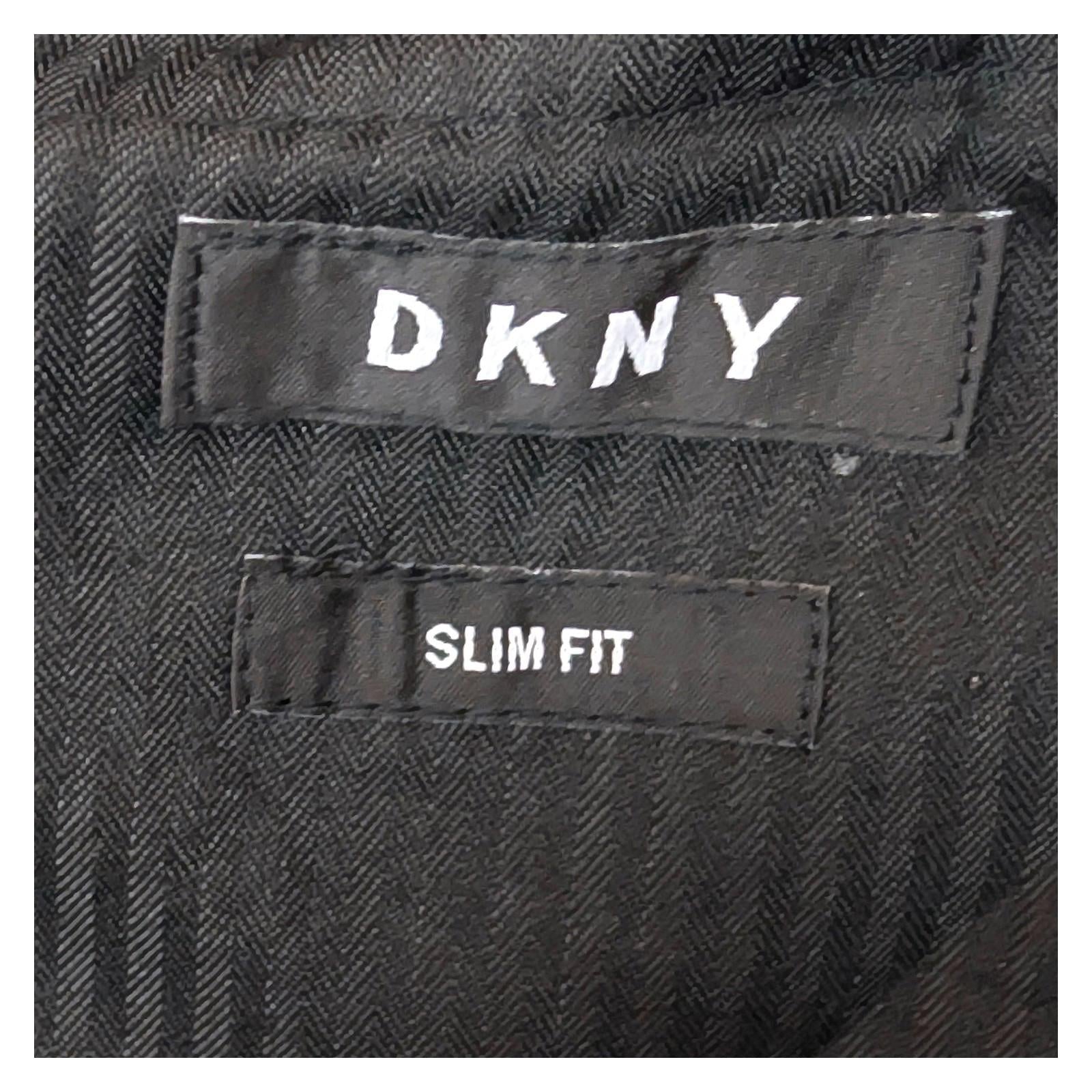 dkny men size 34 long navy blue check wool blend slim fit formal trousers by DKNY – | RewearableUK