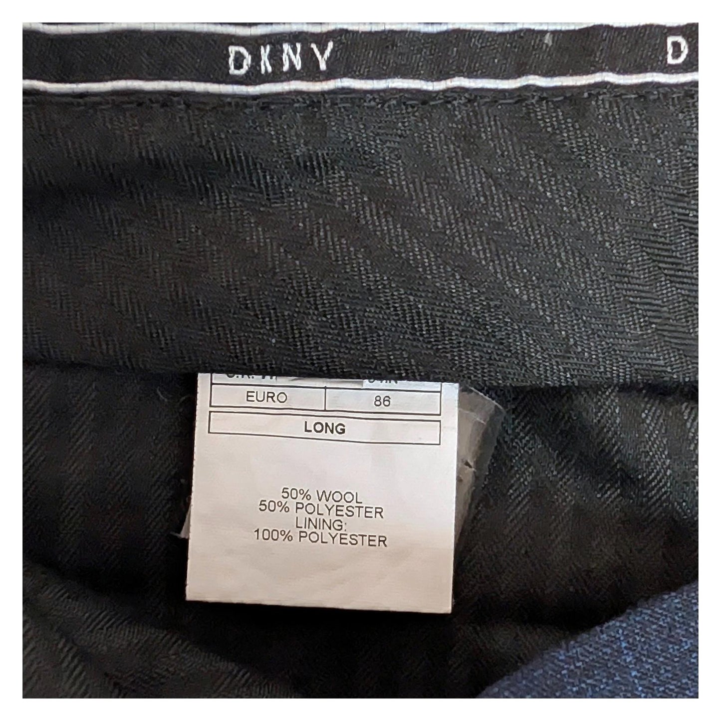 dkny men size 34 long navy blue check wool blend slim fit formal trousers by DKNY – | RewearableUK